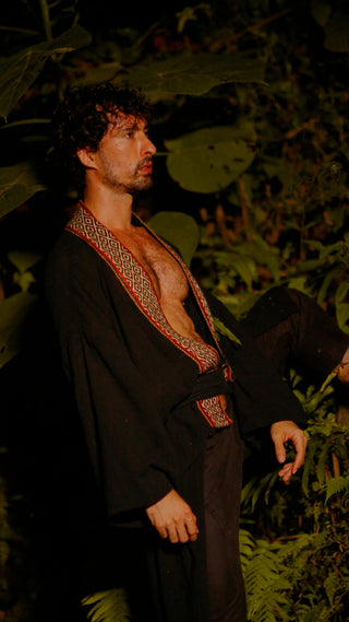 Divination Robe- Black with Peruvian Thread